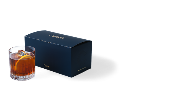 Giftbox and Crystal-Cut Rocks Glass
